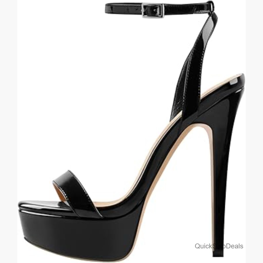 Platform Stiletto High Heels, Open Toe Ankle Strap Heeled Sandals